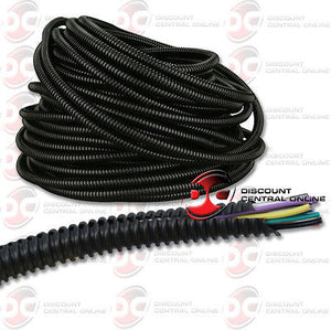 NEW HIGH QUALITY 1/4" SPLIT LOOM WIRE TUBING 100 FEET IN BLACK RIBBED DESIGN