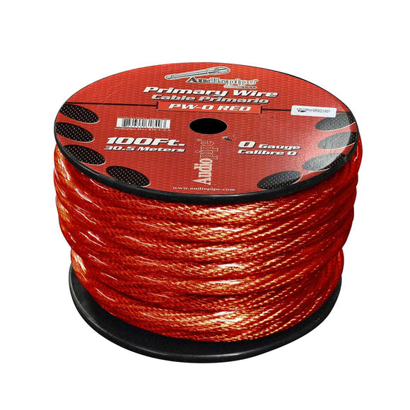 Audiopipe Power Cable Primary Wire 0 Gauge 100 Ft. - Red
