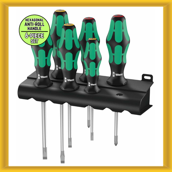 Wera Laser Etched Tip 6 Piece Set Screwdriver with Rack (05 105650 001) NEW