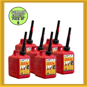 Midwest Can 1-Gallon Auto Shut Off Gasoline Can with Quick-Flow Spout (6 Pack)