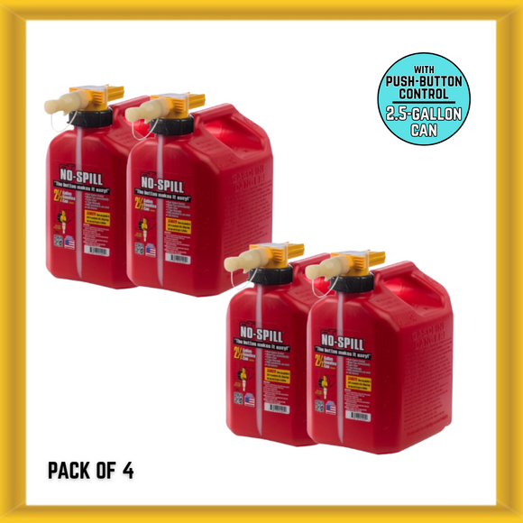 No-Spill 1405 2.5-Gallon Gas Can Red with ViewStripe Stripe PACK OF 4 (RED) NEW