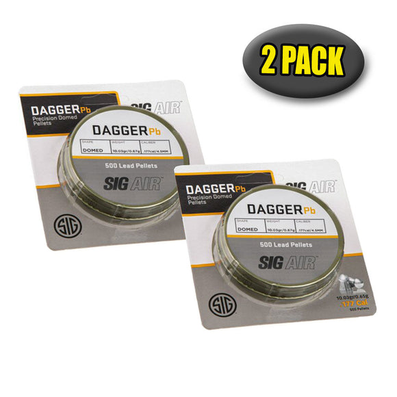 Sig Sauer .177 Cal Dagger Domed Lead Pellets (500 Count) - 2 PACK