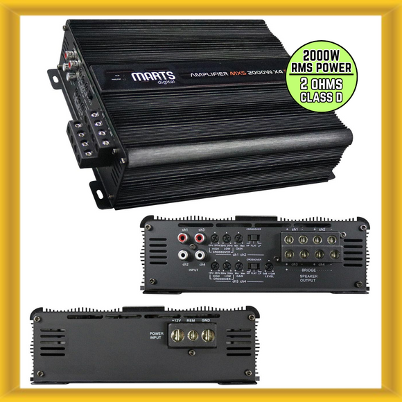 Marts MXS2000x42OHM 2000W RMS Power 4-Channel 2-Ohm Stable Class D Car Amplifier