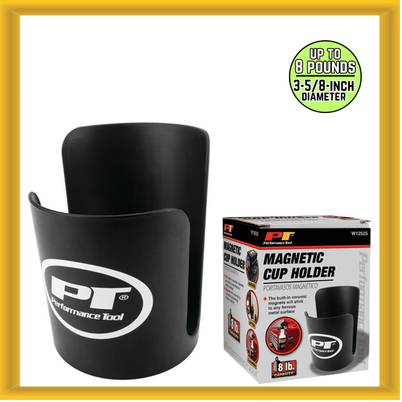 Performance Tool Black Built-in Ceramic Magnetic Cup Holder up to 8 Pounds (NEW)