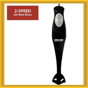 Better Chef Basic Immersion Hand Blender 2-speeds 200-Watt Motor Black
