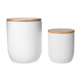 Ceramic Round Canister with Bamboo Lid Matte Finish (Set of Two)