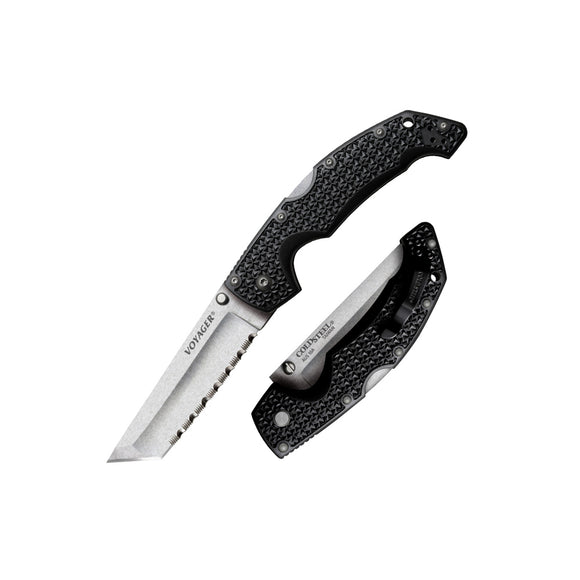 Cold Steel Voyager Large Tanto Point Folding Knife (Full Serrated Edge Blade) | 29ATS
