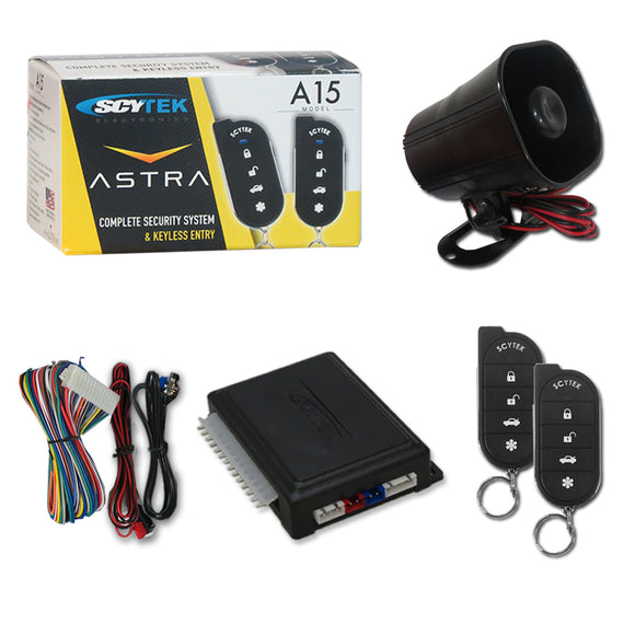 Scytek A15 Car Alarm System W/ Keyless Entry & Two 5-button Remote and Horn