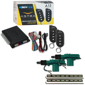 Scytek Car Alarm System W/ Keyless Entry & Two 5-button Remote (No Horn) Plus Pair Of 2-Wire Door Actuator