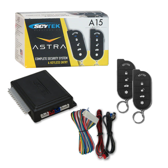 Scytek A15 Car Alarm System with Keyless Entry & Two 5-button Remote (No Horn)
