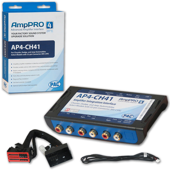 PAC AMPPRO AP4-CH41 AMPLIFIER REPLACEMENT INTERFACE WITH T-HARNESS FOR SELECT CHRYSLER 2014-AND UP VEHICLES