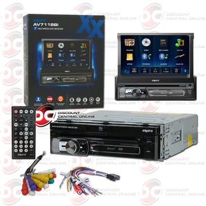 Axxera AV7118Bi 1-DIN 7" Motorized CD DVD Car Stereo With Bluetooth