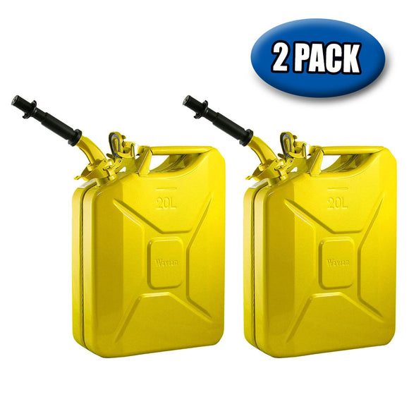 WAVIAN 5 GALLON 20 LITER AUTHENTIC JERRY CAN LEAKPROOF STEEL YELLOW DIESEL CAN - 2 PACK