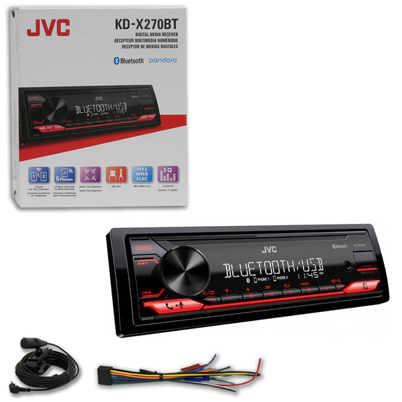 JVC KD-X270BT 1-DIN Car Digital Media USB Receiver w/ Bluetooth & Spotify Control