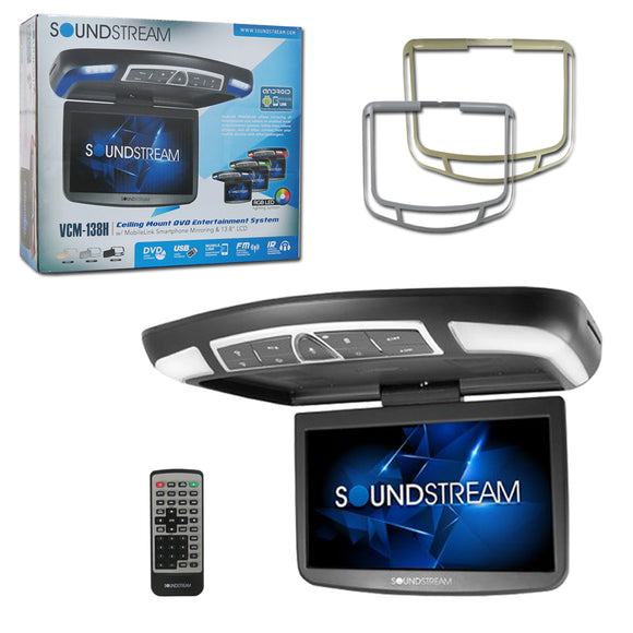 SoundStream VCM-138H 13.8” Ceiling Mount DVD Entertainment System w/ MobileLink Smartphone Mirroring